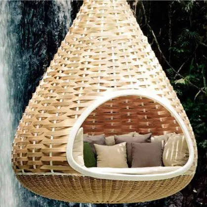 Уличная мебель для отдыха, плетеная кровать в форме птичьего гнезда, ротанговый навес для сада